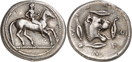 Sicile - Leontini. Didrachme en argent (c. 476-466).