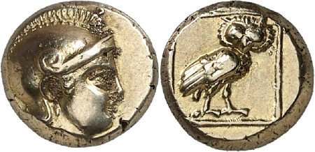 Lesbos - Mytilene. Hecté en électrum (c. 340 BC.).
