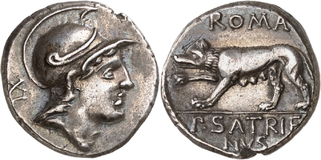 P. Satrienus. Denier en argent - Rome (77).