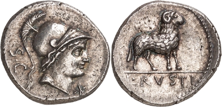 L. Rustius. Denier en argent - Rome (76).