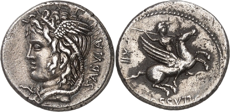 L. Cossutius C.f. Sabula Denier en argent - Rome (72).