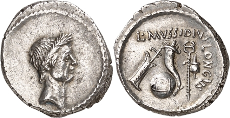 Jules César (100-44). L. Mussidius Longus - Denier - Rome (42).