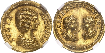 Julia Domna (193-217) Caracalla et Geta Aureus - Rome (201).