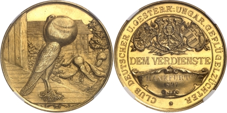 Allemagne - Médaille en or de 8 ducats de mérite décernée par le club allemand autrichien et hongrois.