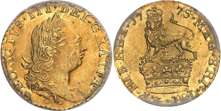 Angleterre. Georges III (1760-1820). Epreuve du 1/3 de guinée or - 1775.