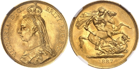 Angleterre. Victoria (1837-1901). 2 souverains or - 1887.