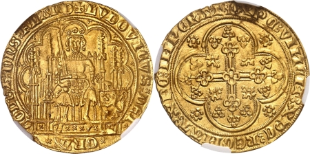 Belgique - Flandres Louis de Male (1346-1384). Nouvelle chaise d’or au lion - Non daté.
