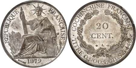 Cochinchine. 20 cent. - 1879 A Paris.