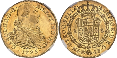 Colombie. Charles IV (1788-1808). 8 escudos or - 1795 P JF Popayán.