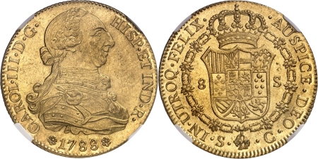 Espagne. Charles III (1759-1788). 8 escudos or - 1788 S C (Séville).
