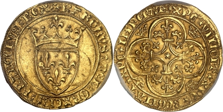 France. Charles VI (1380-1422). Ecu d’or à la couronne - 3ème émission - Point 18ème Paris.