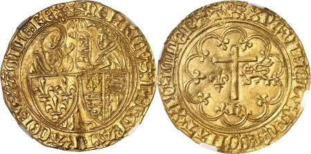 France. Henri VI (1422-1453). Salut d'or - 2ème émission - Rouen Léopard.