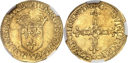 France. Henri IV (1589-1610). Ecu d'or au soleil - 2ème type - 1596 & Aix-en-Provence.