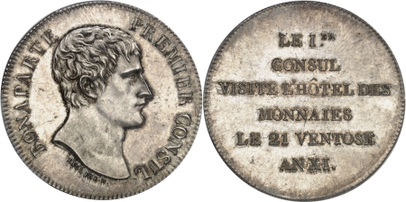 France. Consulat (1799-1804) Epreuve du 5 francs Visite. An XI.