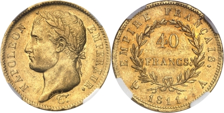 France. Napoléon Ier (1804-1814) 40 francs or - 1811 A Paris.