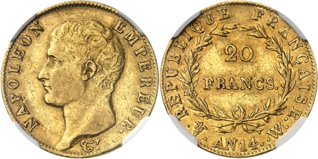 France. Napoléon Ier (1804-1814) 20 francs or - An 14 W Lille.