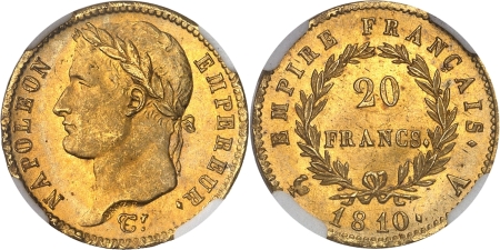 France. Napoléon Ier (1804-1814) 20 francs or - 1810 A Paris.
