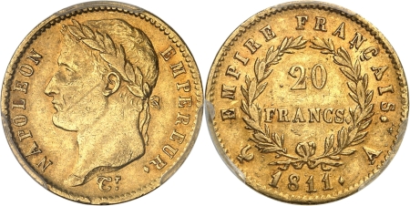 France. Napoléon Ier (1804-1814) 20 francs or - 1811 A Paris.