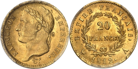France. Napoléon Ier (1804-1814) 20 francs or - 1812 A Paris.