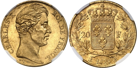 France. Charles X (1824-1830). 20 francs or - 1825 A Paris.