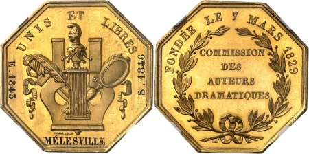 France. Charles X (1824-1830). Jeton en or 1829.