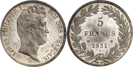 France. Louis-Philippe Ier (1830-1848). 5 francs tête nue tranche en creux - 1831 MA Marseille.