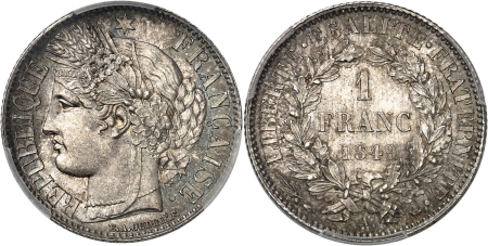 France. IIème République (1848-1852) Franc Cérès - 1849 A Paris.