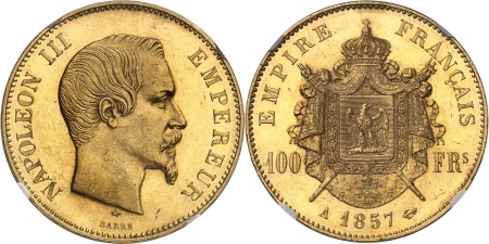 France. Napoléon III (1852-1870) 100 francs or - 1857 A Paris.