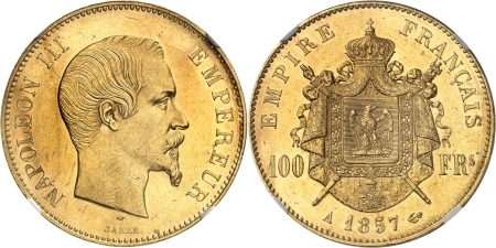 France. Napoléon III (1852-1870) 100 francs or - 1857 A Paris.