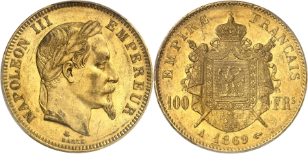 France. Napoléon III (1852-1870) 100 francs or - 1869 A Paris.