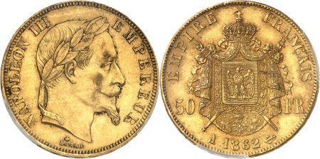 France. Napoléon III (1852-1870). 50 francs or - 1862/52 A Paris.