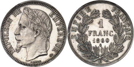 France. Napoléon III (1852-1870) Essai du franc - 1860 E.