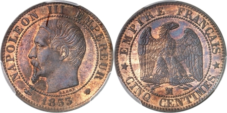 France. Napoléon III (1852-1870). 5 centimes - 1853 MA Marseille.