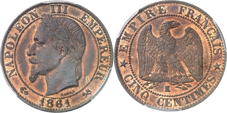France. Napoléon III (1852-1870). 5 centimes - 1861 K Bordeaux.