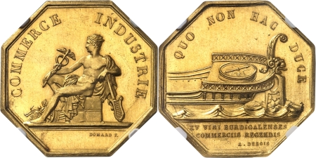 France. Napoléon III (1852-1870). Jeton en or - Non daté - Domard et Dubois - Chambre de Commerce de Bordeaux.