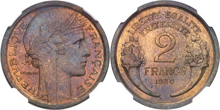France. IIIème République (1871-1940). Pré-série de la 2 francs Morlon - 1930 - Tête à droite.