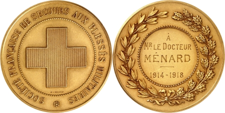 IIIème République (1871-1940). Médaille en or de la société française de secours aux blessés militaires - 1914-1918.