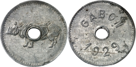 Gabon. Monnaie au rhinocéros - 1929.