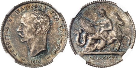 Grèce. Georges Ier (1863-1913) Drachme - 1910 Paris.