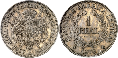 Honduras. République (1839 à nos jours). Epreuve en cupro-nickel du réal - 1870 - C.