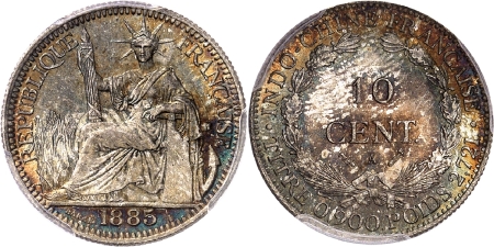 Indochine. 10 cent - 1885 A Paris.