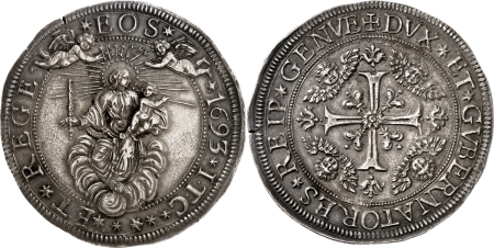 Italie - Gênes. République - Doges biennaux (1528-1797) Scudo large - 1693 ITC.