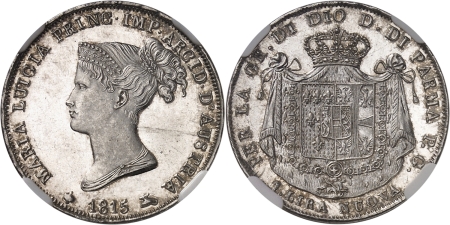 Italie - Parme. Marie Louise (1815-1847). Frappe de présentation de la 1 lire - 1815.