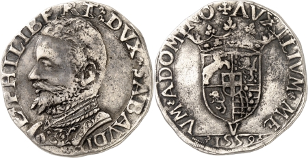 Italie - Savoie. Emmanuel Philibert (1559-1580) Teston - 1559 V Vercelli.