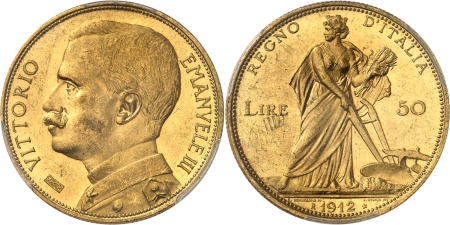 Italie. Victor-Emmanuel III (1900-1946) 50 lires or - 1912 R Rome.