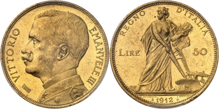 Italie. Victor-Emmanuel III (1900-1946) 50 lires or - 1912 R Rome.