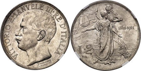Italie. Victor-Emmanuel III (1900-1945). 2 lires - 1911 R Rome.