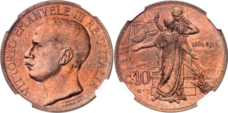 Italie. Victor-Emmanuel III (1900-1945). 10 centesimi - 1911 R Rome.