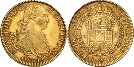 Mexique. Charles IV (1788-1808). 8 escudos or - 1801 Mo FT Mexico.