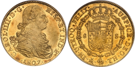 Mexique. Charles IV (1788-1808). 8 escudos or - 1807 Mo TH Mexico.